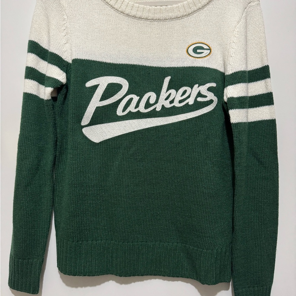 Green Bay Packers Women's Green and White Sweater